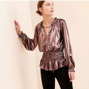 NWT Current Air Anthropologie Metallic Bronze Blouse